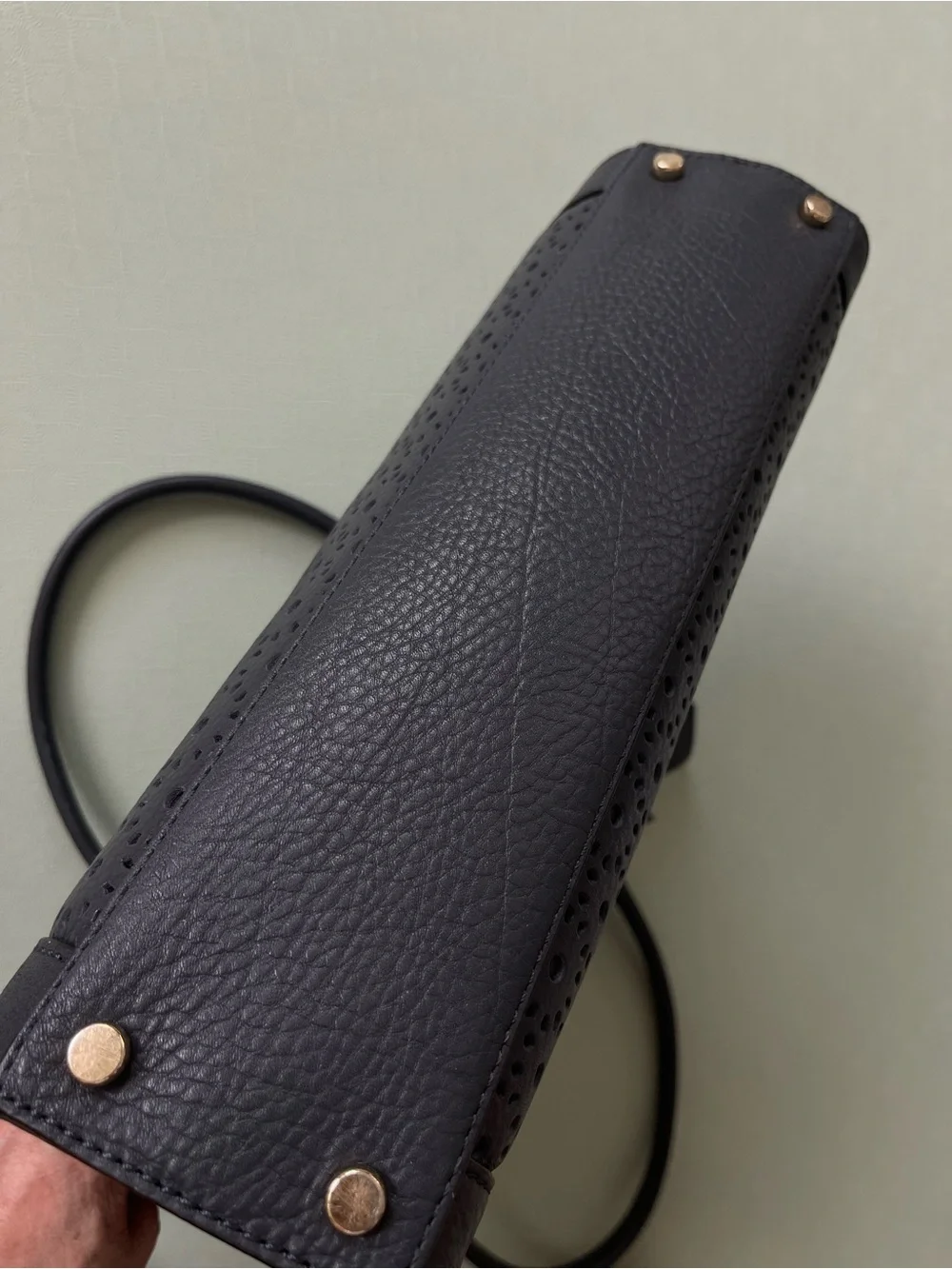 kate spade New York Vintage Gray Lasercut Leather Shoulder Bag